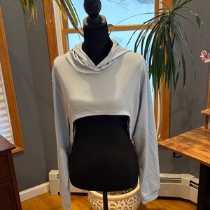 Girls Light Blue Cropped Hoodie